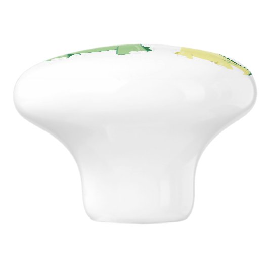 かわいい緑および黄色のBrontosaurusの恐竜 セラミックノブ (側面)