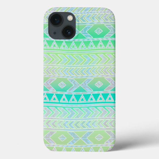 かわいい緑とターコイズブルーのアステカ調パターン Case-Mate iPhoneケース (裏面)