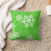 かわいい緑と白のクリスマスの雪の結晶 クッション (ブランケット)