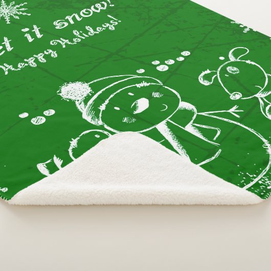かわいい緑と白のクリスマスイラストレーション シェルパブランケット (3/4)