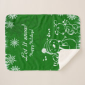 かわいい緑と白のクリスマスイラストレーション シェルパブランケット (正面(横))