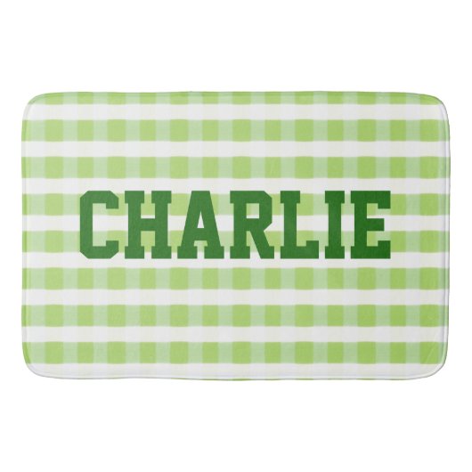 かわいい緑と白 バスマット (正面)