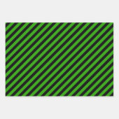 かわいい緑と紫の怪物の目とストライプ ラッピングペーパーシート (正面2)