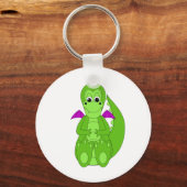 かわいい緑と紫の龍 キーホルダー (正面)