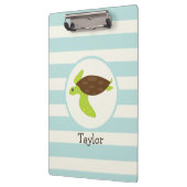 かわいい緑と茶色のウミガメ; Robins Egg Blue クリップボード (左)