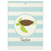 かわいい緑と茶色のウミガメ; Robins Egg Blue クリップボード (裏面)