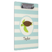 かわいい緑と茶色のウミガメ; Robins Egg Blue クリップボード (右)