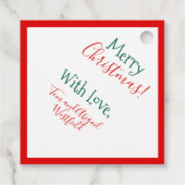 かわいい緑と赤のトナカイが飛び跳ねる フェイバータグ (裏面)