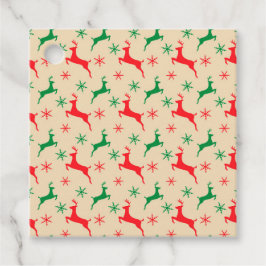 かわいい緑と赤のトナカイが飛び跳ねる フェイバータグ