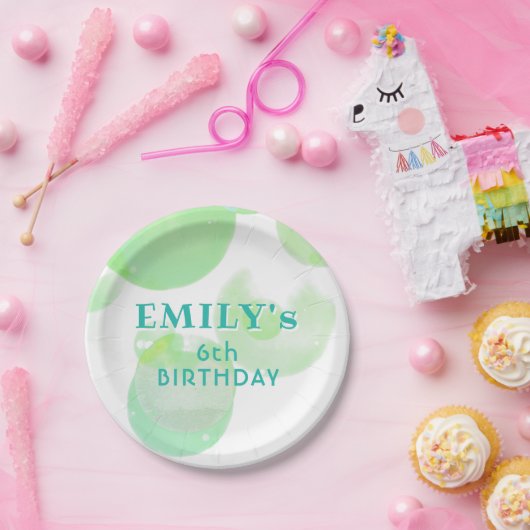 かわいい緑と青の泡の誕生日パーティー ペーパープレート (パーティー)