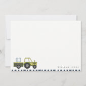 かわいい緑と青の農場トラクター 子供向け 誕生日 ノートカード (正面)