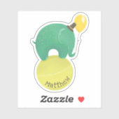 かわいい緑と黄色の象。おもしろい子の動物 シール (シート)