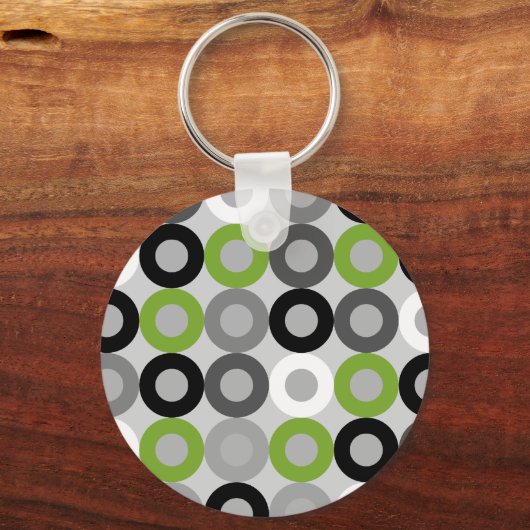 かわいい緑と黒と白のドットベクトルパターン キーホルダー (正面)
