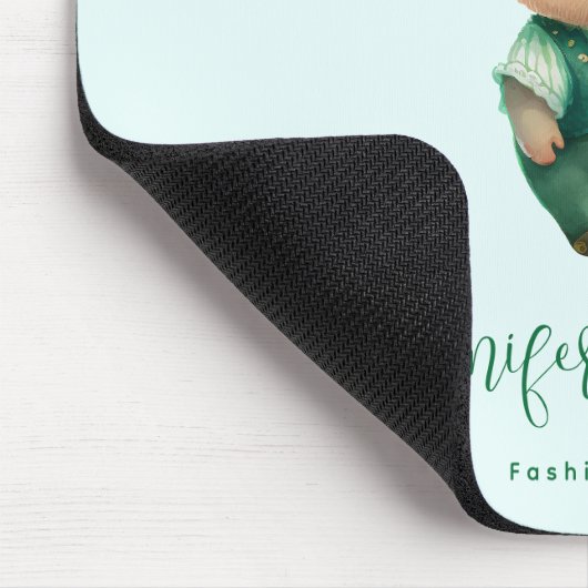 かわいい緑のおとぎファンシーさん マウスパッド (コーナー)