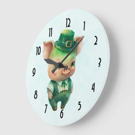 かわいい緑のおとぎファンシーさん ラージ壁時計 (傾斜)