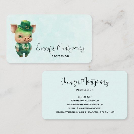 かわいい緑のおとぎファンシーさん 名刺 (正面/裏面)