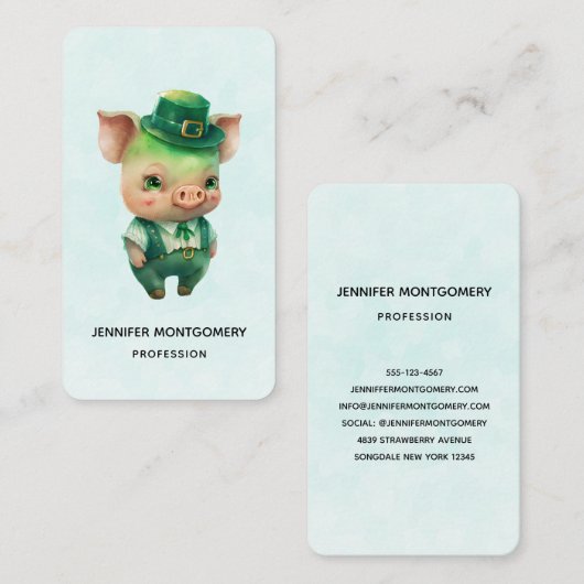 かわいい緑のおとぎファンシーさん 名刺 (正面/裏面)