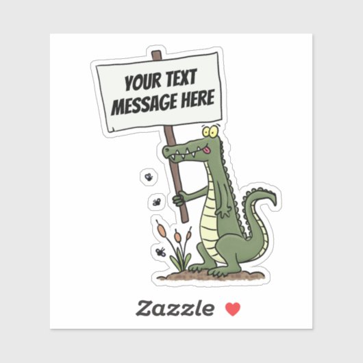 かわいい緑のおもしろいワニの笑みを浮かべたユーモア漫画 シール (シート)