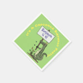 かわいい緑のおもしろいワニの笑みを浮かべたユーモア漫画 スタンダードカクテルナプキン (角)