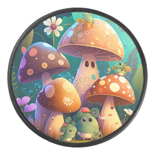 かわいい緑のかわいいベビーキノコ アイスホッケーパック (正面)