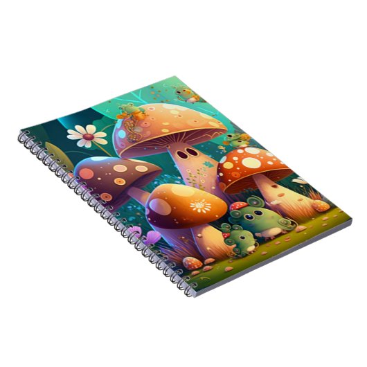 かわいい緑のかわいいベビーキノコ ノートブック (右側)
