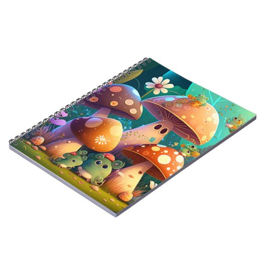 かわいい緑のかわいいベビーキノコ ノートブック (左側)