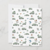 かわいい緑のごみ収集トラックの名前 ノートカード (裏面)