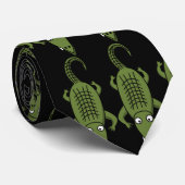 かわいい緑のわにパターンタイ ネクタイ (ロール)