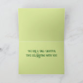 かわいい緑のアニメの漬物 サンキューカード (内部)