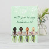 かわいい緑のウェディングパーティーに来てくれる？ 招待状 (スタンド正面)