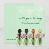 かわいい緑のウェディングパーティーに来てくれる？ 招待状 (正面/裏面)