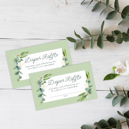 かわいい緑のウッドランド動物おむつラッフル エンクロージャーカード