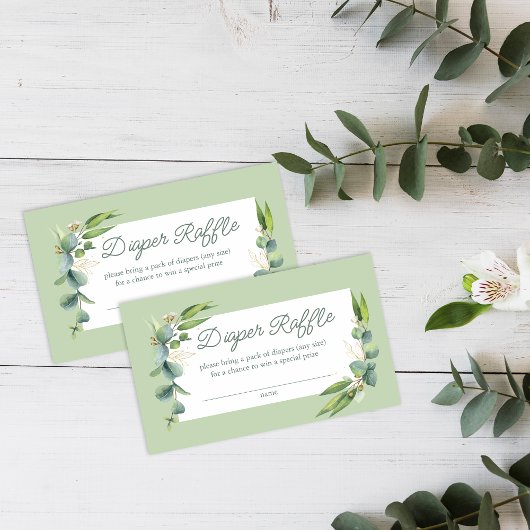 かわいい緑のウッドランド動物おむつラッフル エンクロージャーカード