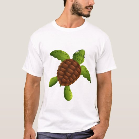 かわいい緑のウミガメ Tシャツ (正面)