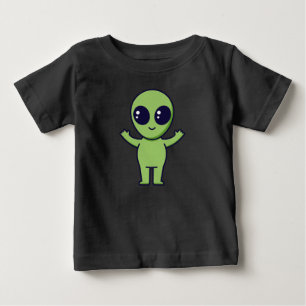 かわいい緑のエイリアン ベビーTシャツ