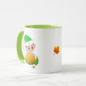 かわいい緑のエルフとパンプキン マグカップ (正面左)