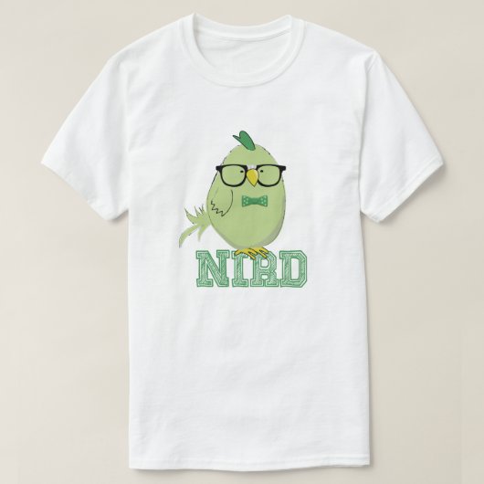 かわいい緑のオタク鳥 Tシャツ (デザイン正面)