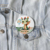 かわいい緑のオレンジ色のドラゴン男の子の赤ちゃんシャワーママになる 缶バッジ (インサイチュ)