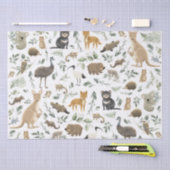 かわいい緑のオーストラリアの動物の少年ベビー誕生日 薄葉紙 (クラフト)