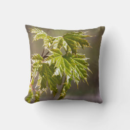 かわいい緑のカエデの枝葉小 クッション