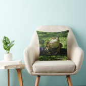 かわいい緑のカエルがホースにポーズをとる クッション (椅子)