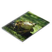 かわいい緑のカエルがホースにポーズをとる ノートブック (左側)