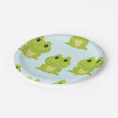 かわいい緑のカエルが青に ペーパープレート (アングル)