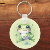 かわいい緑のカエル漫画 キーホルダー (正面)