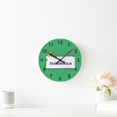 かわいい緑のカエル看板漫画イラストレーション ラウンド壁時計 (ホーム)