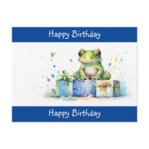 かわいい緑のカエル誕生日プレゼントでラッピングされたギフト