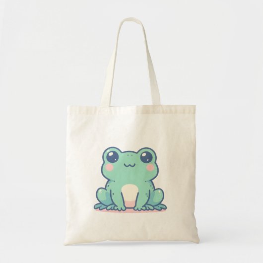 かわいい緑のカエル赤面と大きな目 トートバッグ (正面)
