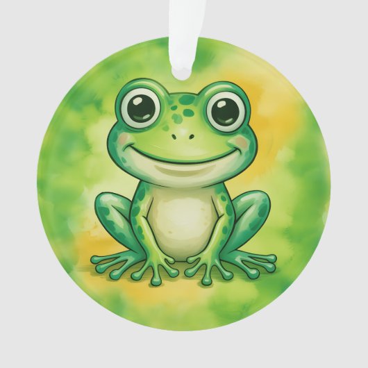 かわいい緑のカエル オーナメント (正面)