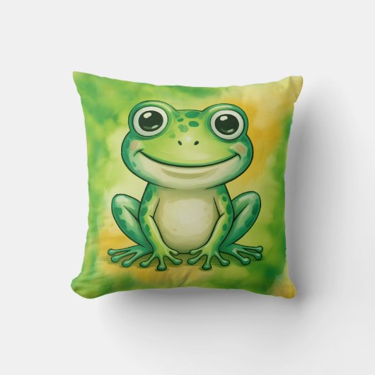 かわいい緑のカエル クッション (正面)