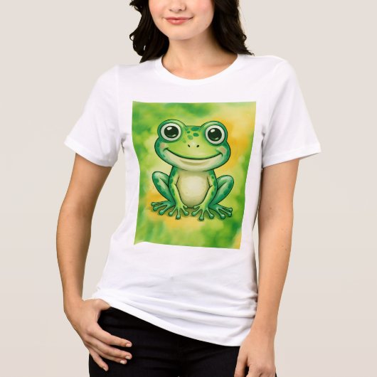 かわいい緑のカエル トライブレンドTシャツ (正面)